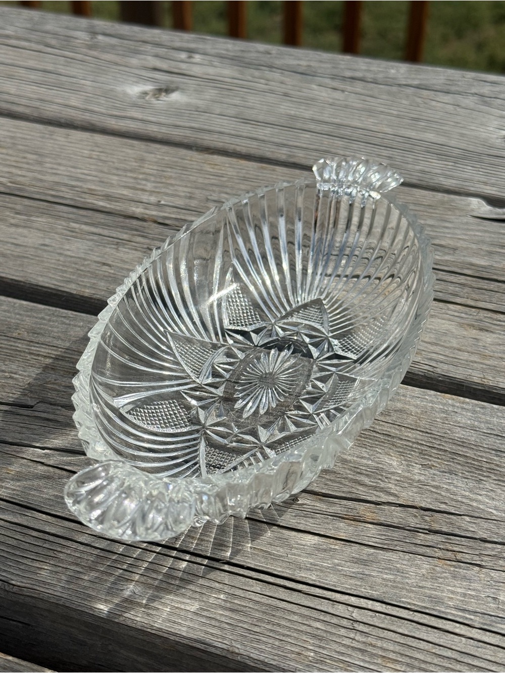 vintage Hazel Atlas clear pressed glass relish or olive dish